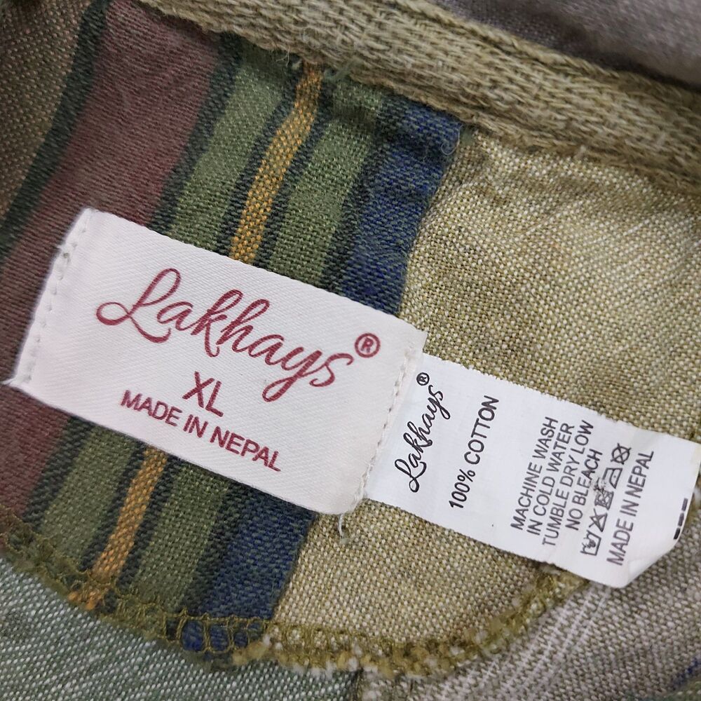 Lakhays Patchwork Hoodie Mens XL Green Mushroom Frog Cotton Festival Hippie Boho - Picture 9 of 11